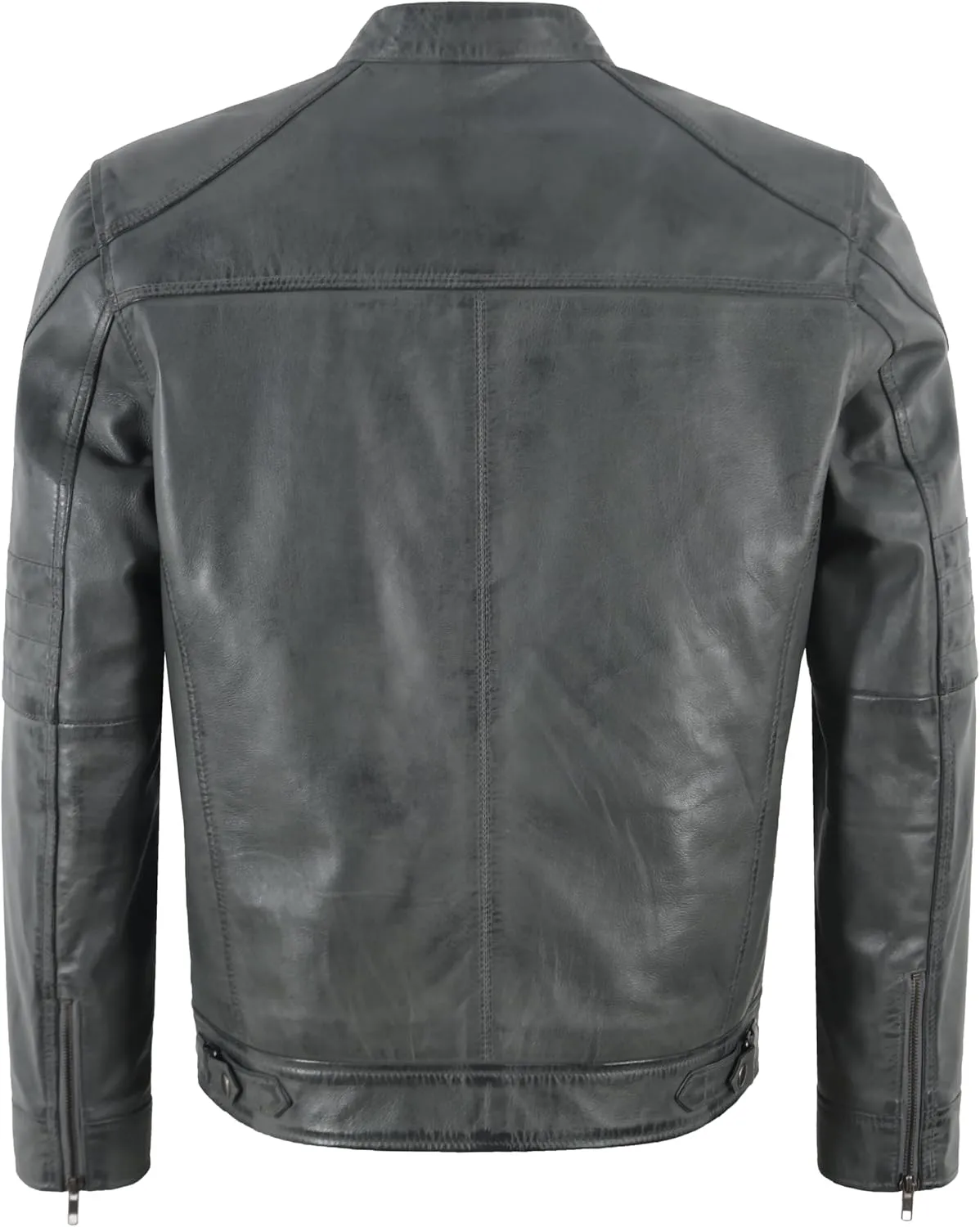 Men's Café Race Biker Style Waxed Real Leather Jacket Slim Fit Motorcycle Jacket 8474