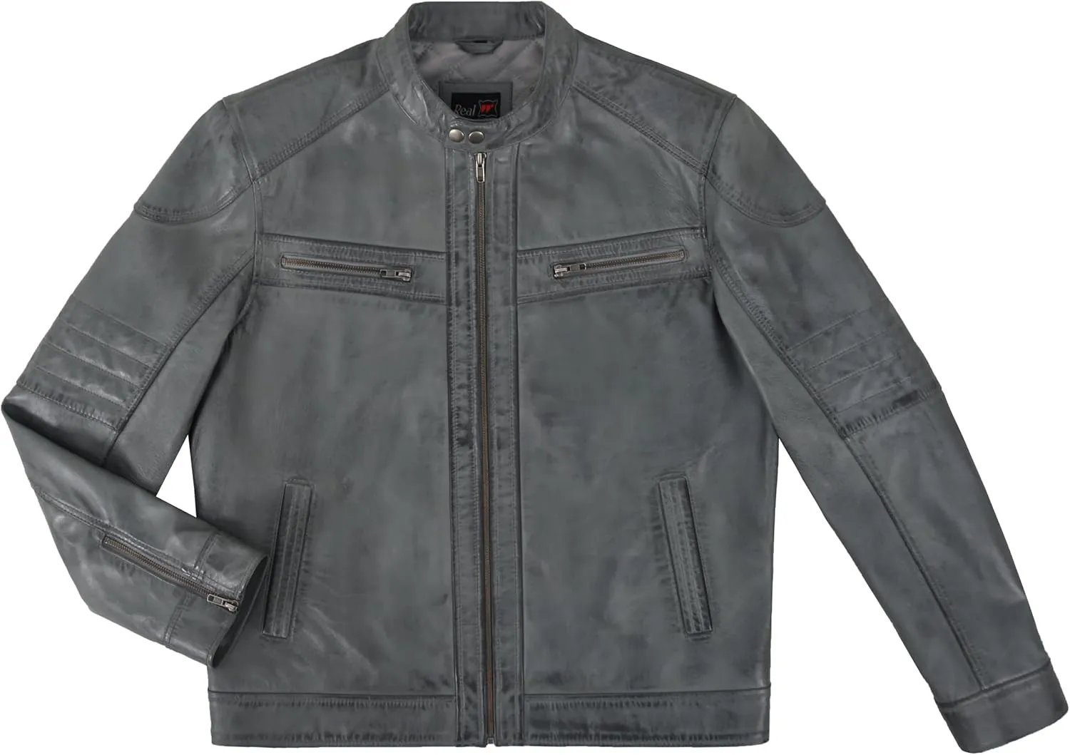 Men's Café Race Biker Style Waxed Real Leather Jacket Slim Fit Motorcycle Jacket 8474