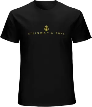 Men's Casual Shirt New Steinway Sons Logo Short Sleeve Tee T-Shirt Twin Needle Sleeves and Hem