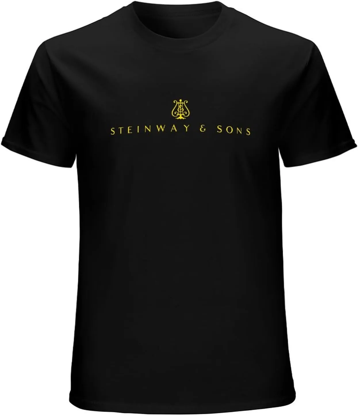 Men's Casual Shirt New Steinway Sons Logo Short Sleeve Tee T-Shirt Twin Needle Sleeves and Hem