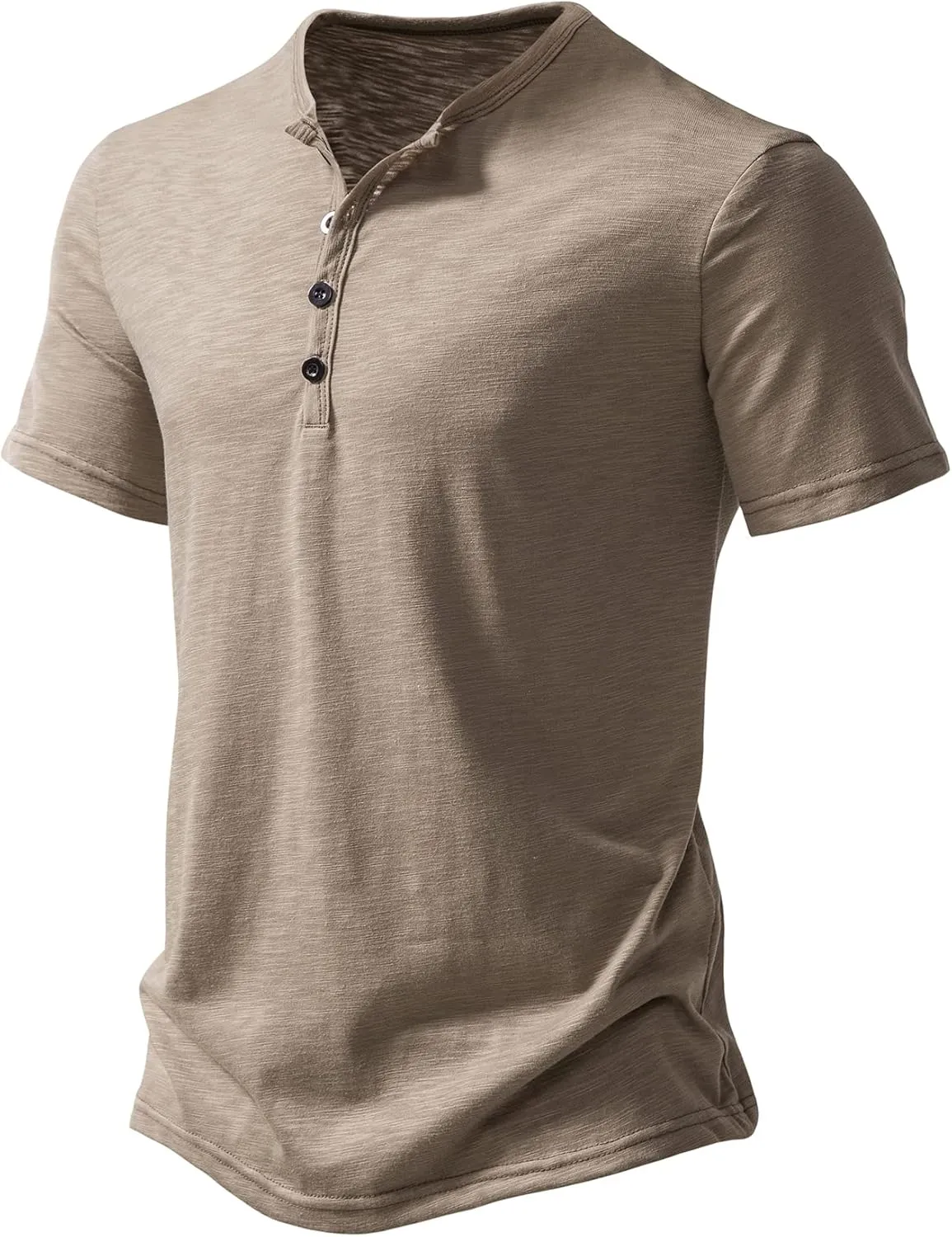 Men's Casual Stretchy Slim Fit Short Sleeve Henley Shirt