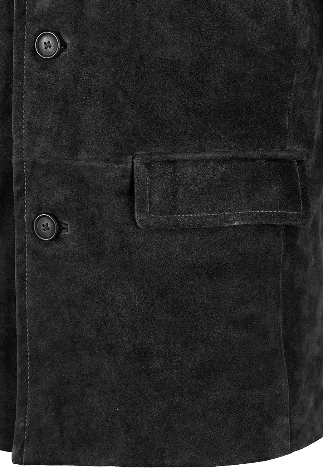 Men's Classic Collar Cow Suede Leather Box Button Fashion Coat Jacket 7742
