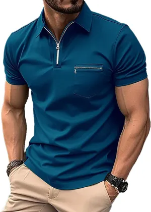 Men’s Classic Polo Shirt Casual Short Sleeve Plaid Splice T-Shirts Regular-Fit Business&Golf Polo Shirts