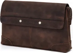 Mens Clutch Bag Genuine Leather ID Card Phone Holder Zipper Coin Key Hand Clutch Purse Handbag 7.9 inches iPad Bag