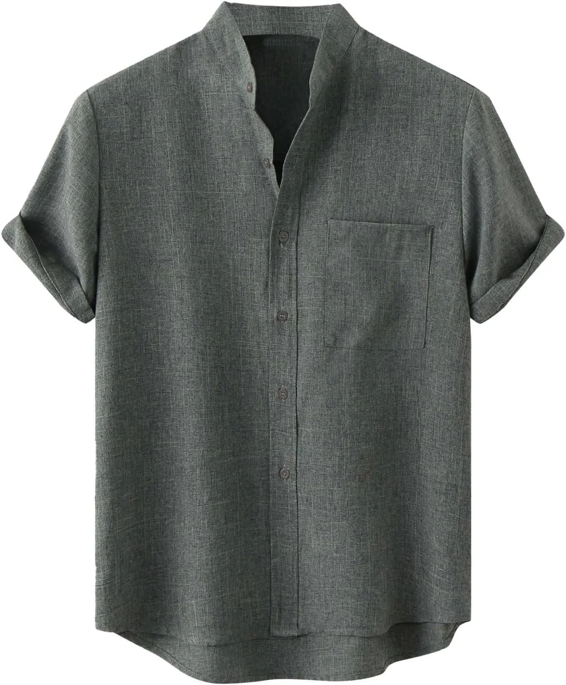 Mens Collared Button Up Summer Shirts Lightweight Simple Solid Color Tops Short Sleeve Casual T Shirt