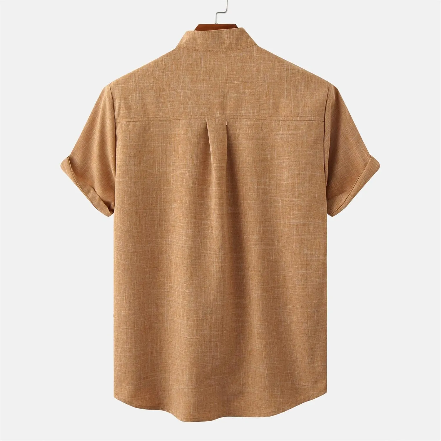 Mens Collared Button Up Summer Shirts Lightweight Simple Solid Color Tops Short Sleeve Casual T Shirt
