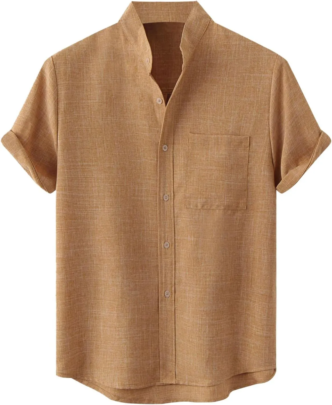 Mens Collared Button Up Summer Shirts Lightweight Simple Solid Color Tops Short Sleeve Casual T Shirt