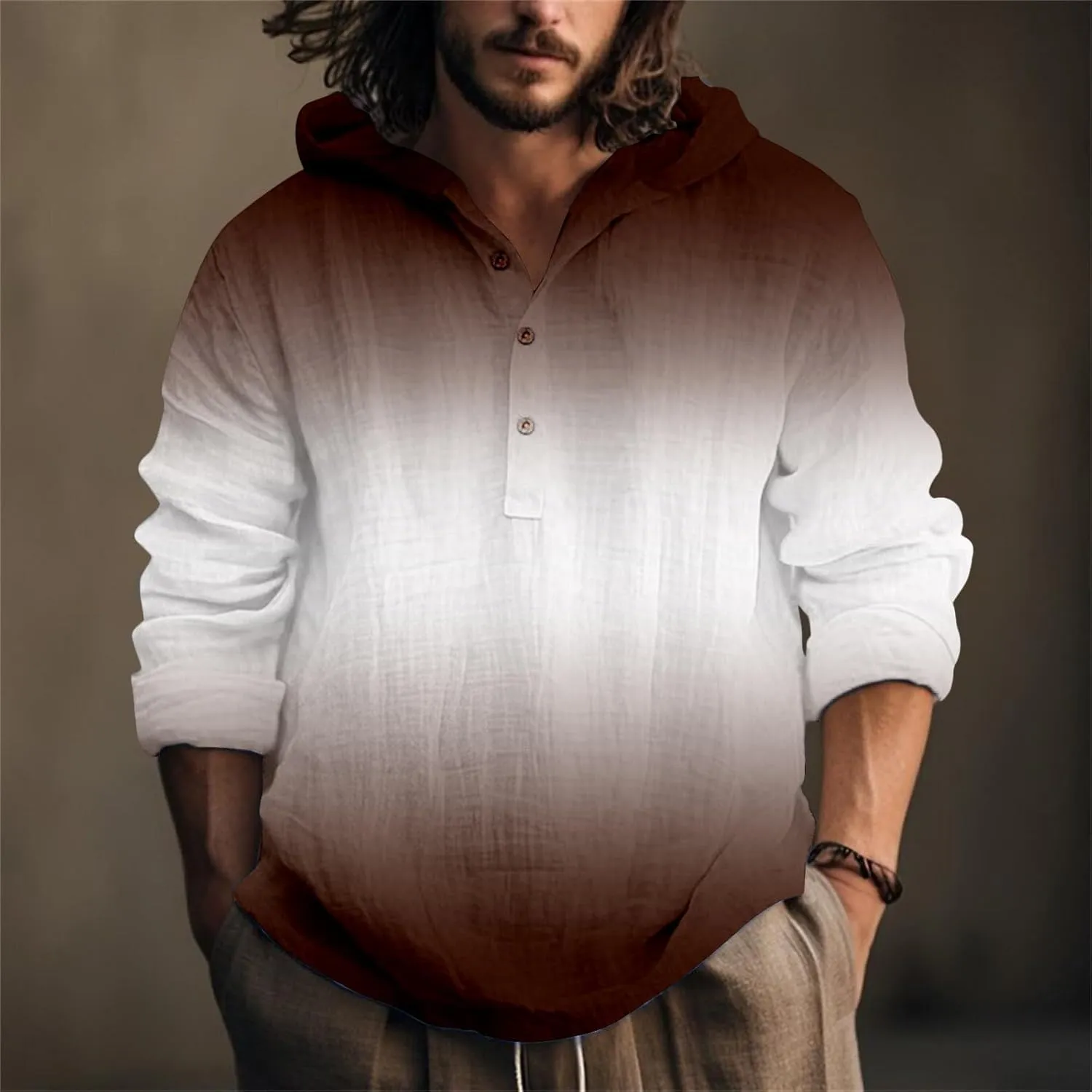 Men's Convertible Hooded Shirt with Roll-Up Sleeves – Lightweight Performance Fabric for Hot Weather Outdoor Activities