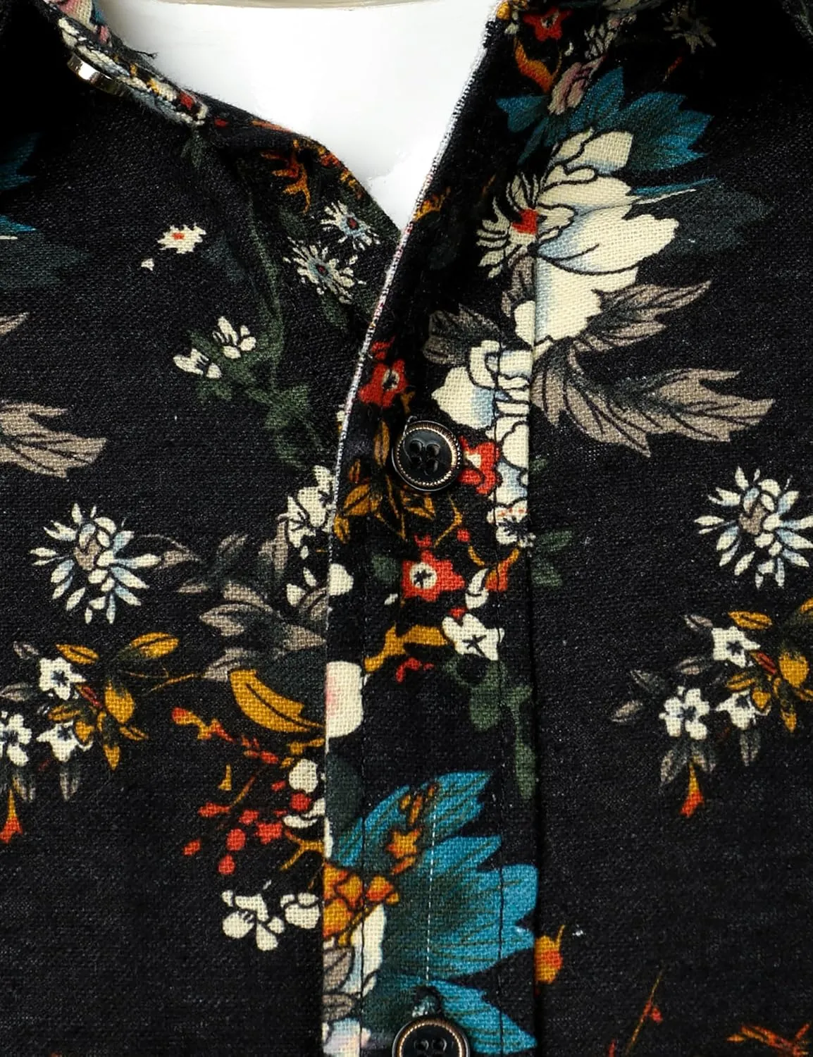 Men's Cotton Linen 70s Disco Retro Traditional Pattern Printed Long Sleeve Button Down Shirt