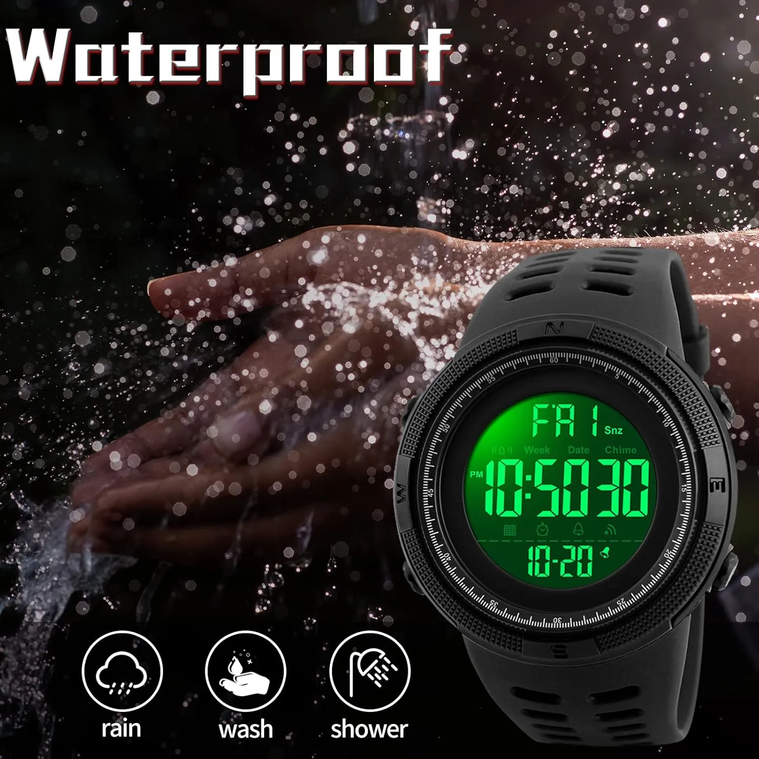 Men's Digital Sports Watch Waterproof Military Stopwatch Countdown Auto Date Alarm