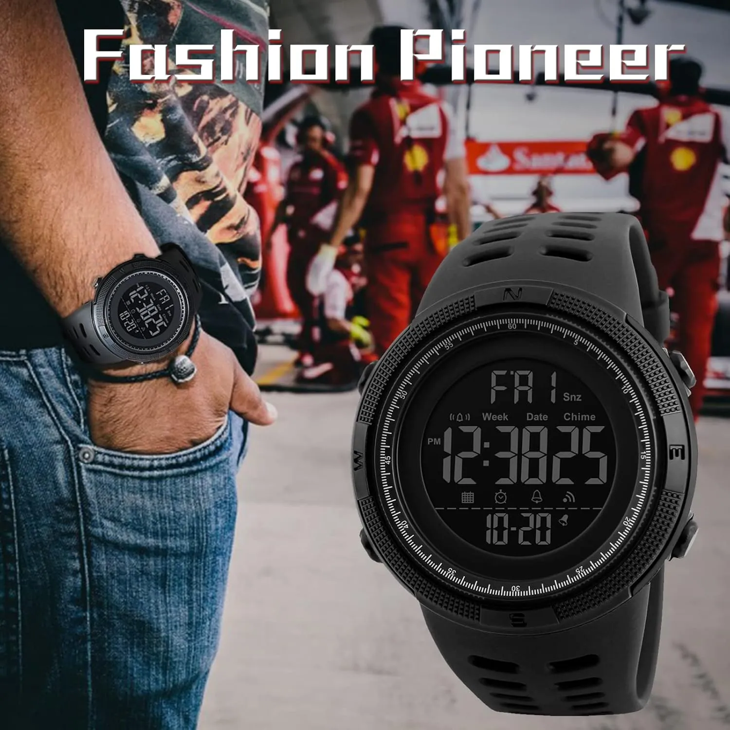 Men's Digital Sports Watch Waterproof Military Stopwatch Countdown Auto Date Alarm