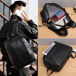 Men's Fashion Green Simple Leather Computer Backpacks
