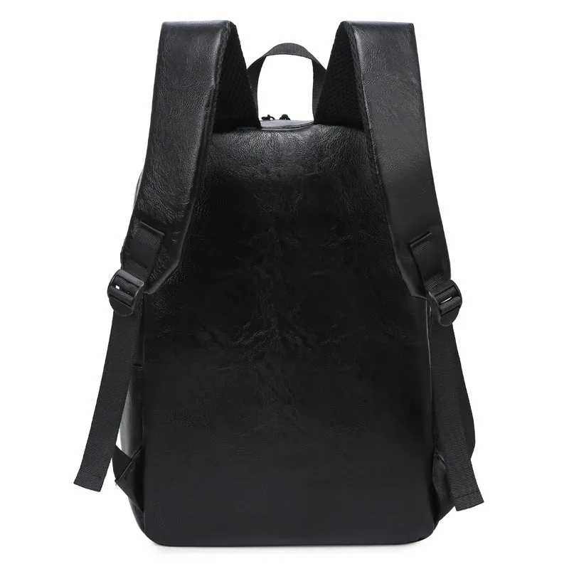 Men's Fashion Green Simple Leather Computer Backpacks