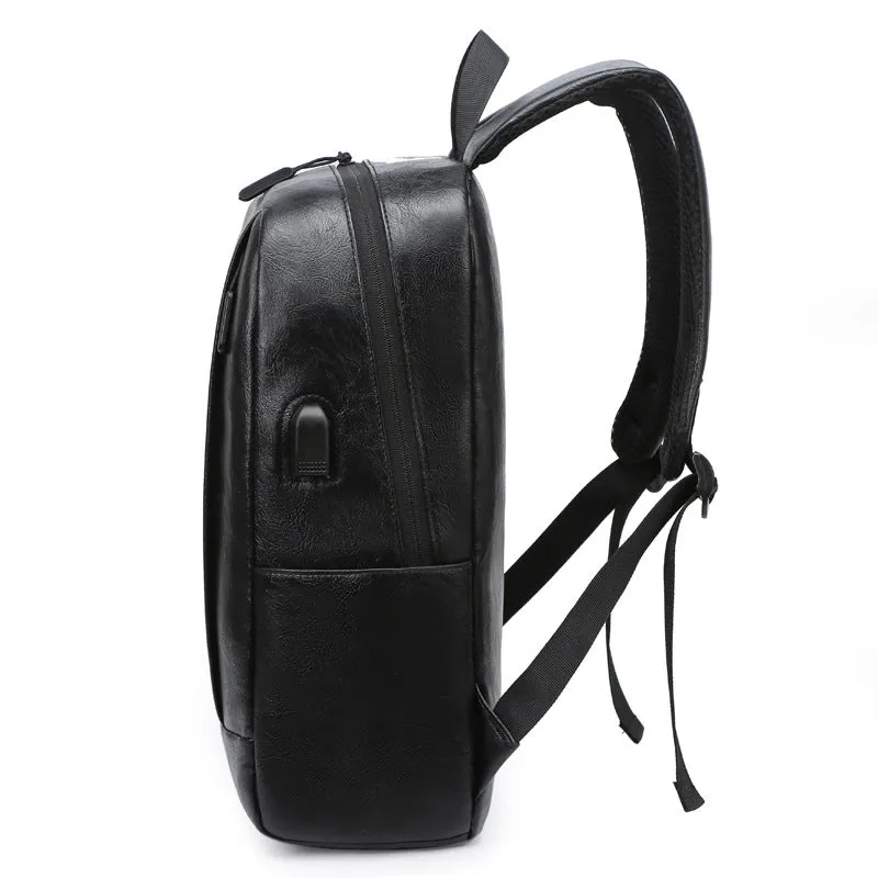 Men's Fashion Green Simple Leather Computer Backpacks