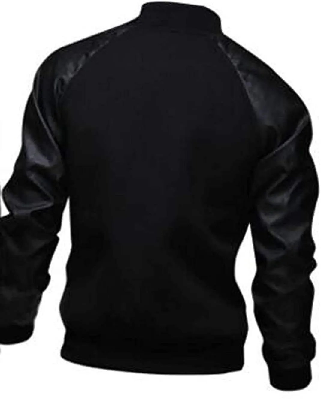 Men's Fashion Splicing Leather Sleeve Baseball Varsity Bomber Jacket