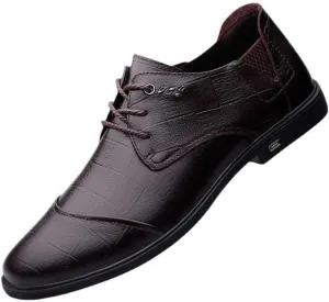 Men's Fashion Wingtip Brogue Shoes Men Vintage Leather Lace Up Platform Oxfords Shoes Business Formal Derby Shoes for Men(Brown,8.5)