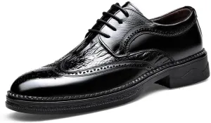 Mens Formal Business Dress Shoes Casual Non-Slip Softsole Derby Shoes Classic Wingtip Business Oxfords for Men