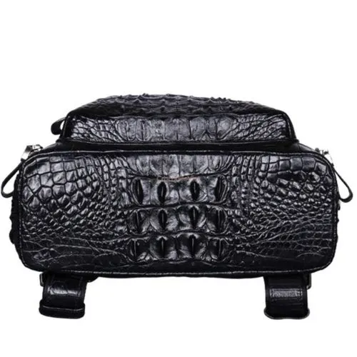 Men’s Genuine Crocodile Skin Backpack, Casual Travel Bag Extra Capacity Casual