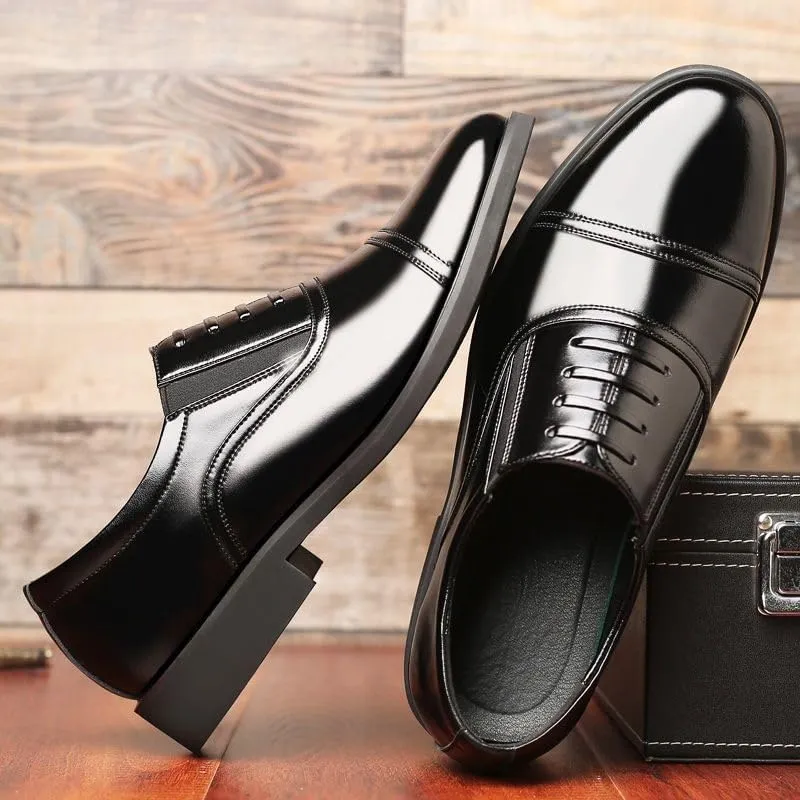 Men's Genuine Leather Dress Shoes Vintage Lace-Up Casual Wedding Business Tuxedo Shoes Casual Comfortable Oxfords Shoes