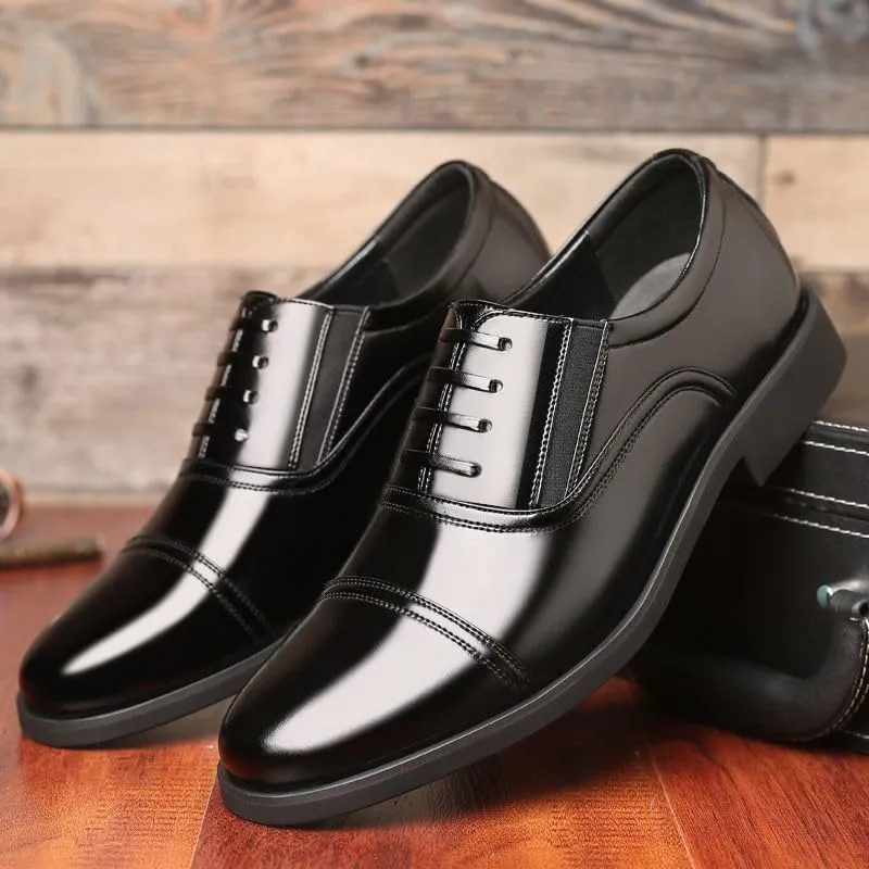 Men's Genuine Leather Dress Shoes Vintage Lace-Up Casual Wedding Business Tuxedo Shoes Casual Comfortable Oxfords Shoes