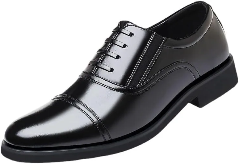 Men's Genuine Leather Dress Shoes Vintage Lace-Up Casual Wedding Business Tuxedo Shoes Casual Comfortable Oxfords Shoes