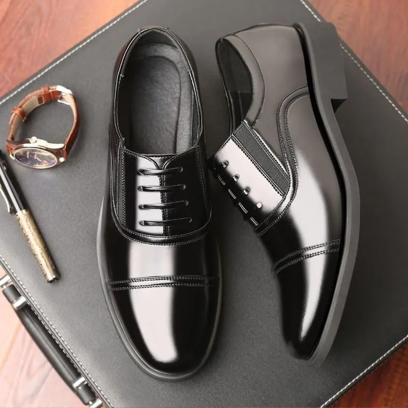 Men's Genuine Leather Dress Shoes Vintage Lace-Up Casual Wedding Business Tuxedo Shoes Casual Comfortable Oxfords Shoes
