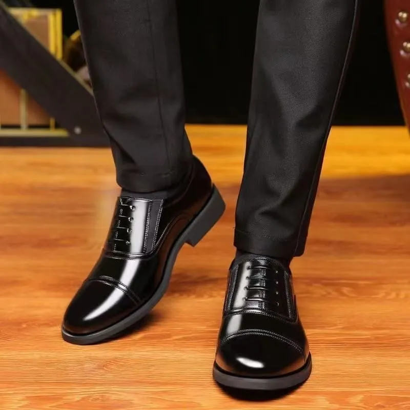 Men's Genuine Leather Dress Shoes Vintage Lace-Up Casual Wedding Business Tuxedo Shoes Casual Comfortable Oxfords Shoes