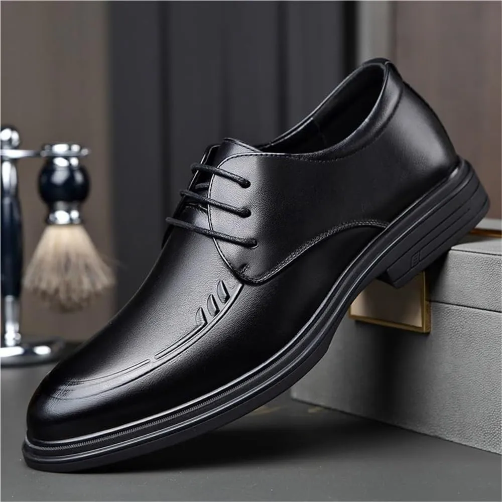 Men's Genuine Leather Oxford Shoes - Comfortable Brogue Wingtip Formal Business Casual Footwear