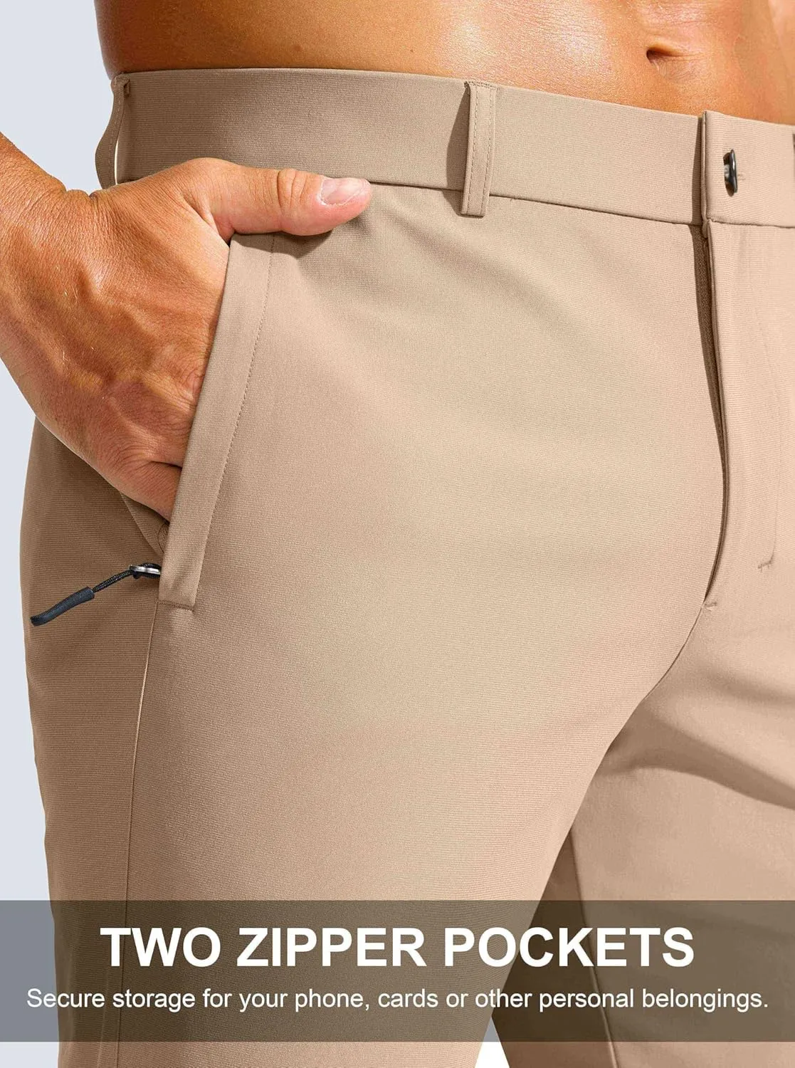 Men's Golf Pants - 30"/32"/34" Slim Fit Stretch Lightweight Dress Pants for Men with Zipper Pockets Casual Work
