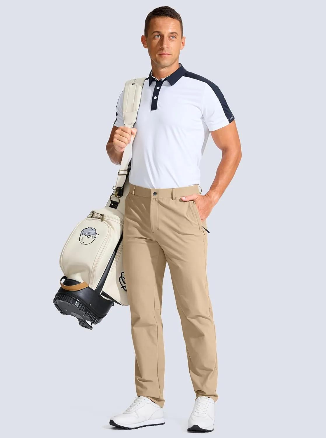 Men's Golf Pants - 30"/32"/34" Slim Fit Stretch Lightweight Dress Pants for Men with Zipper Pockets Casual Work