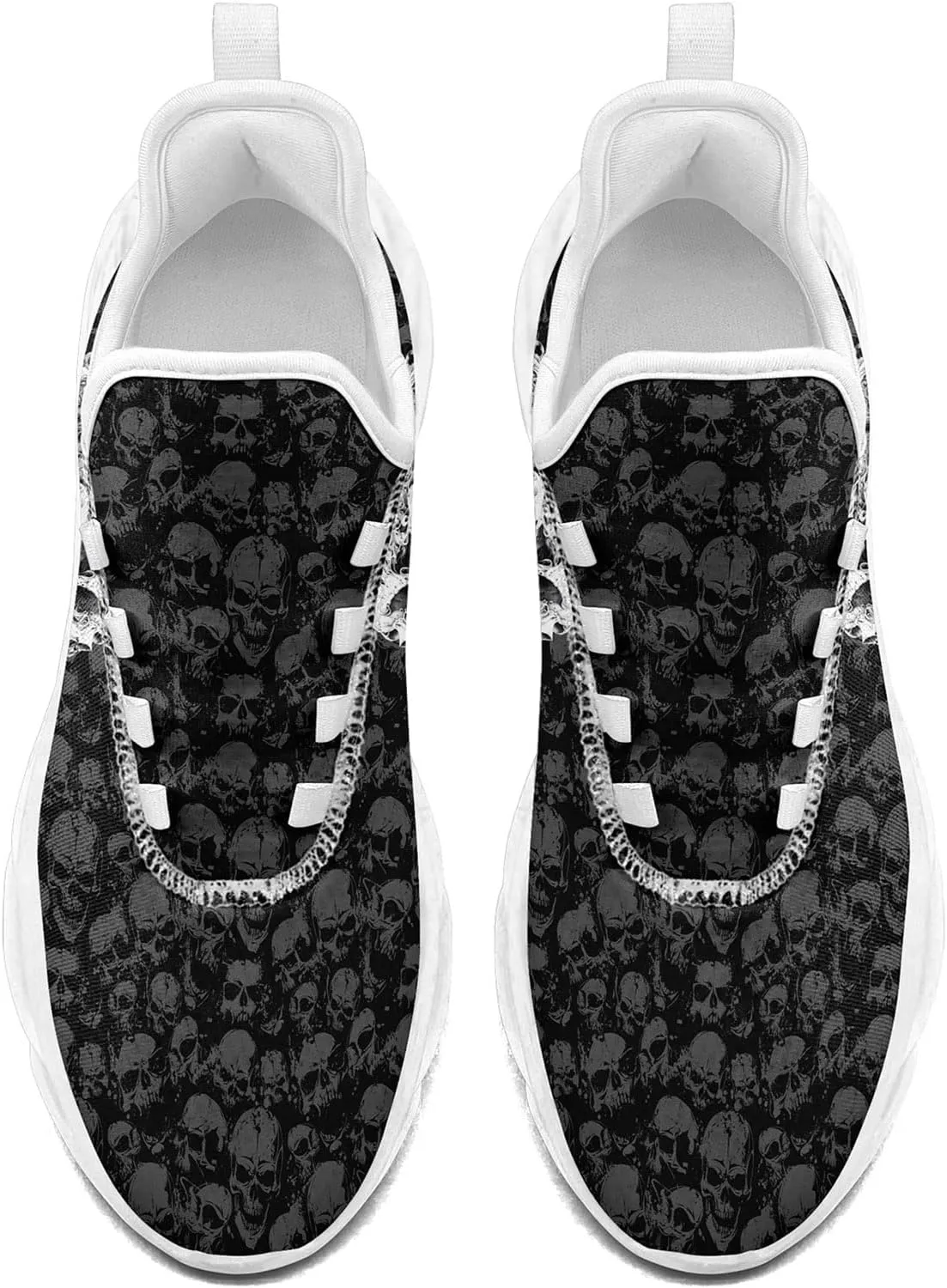 Men's Gothic Skull Running Shoes, Punk Rock Breathable Cushion Sports Walking Sneakers Gym Jogging Tennis Shoes