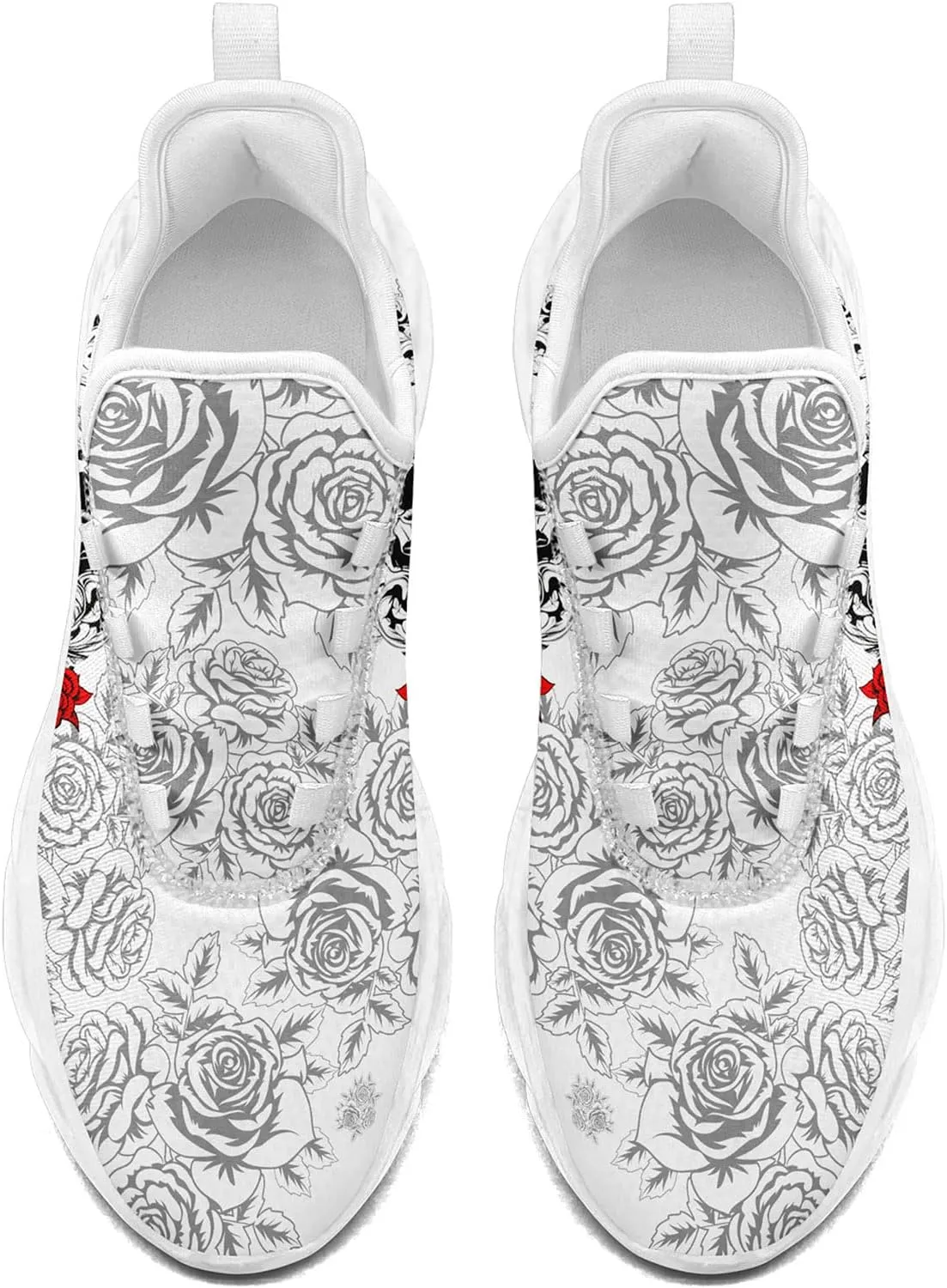 Men's Gothic Skull Running Shoes, Punk Rock Breathable Cushion Sports Walking Sneakers Gym Jogging Tennis Shoes