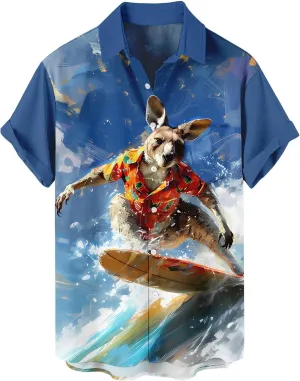 Men's Hawaiian Shirt Short Sleeve Funny Printed Casual Button Down Aloha Shirts