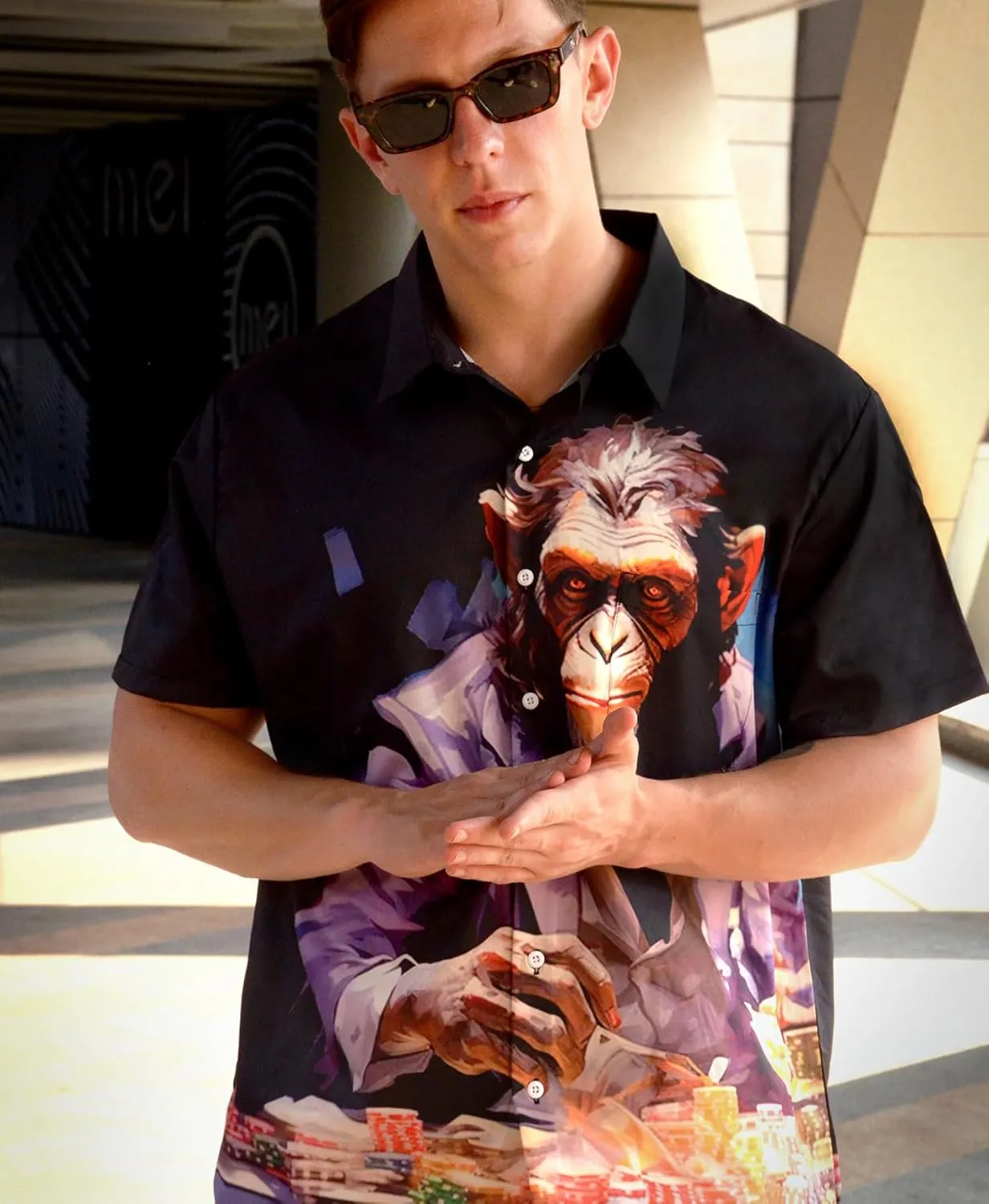 Men's Hawaiian Shirt Short Sleeve Funny Printed Casual Button Down Aloha Shirts