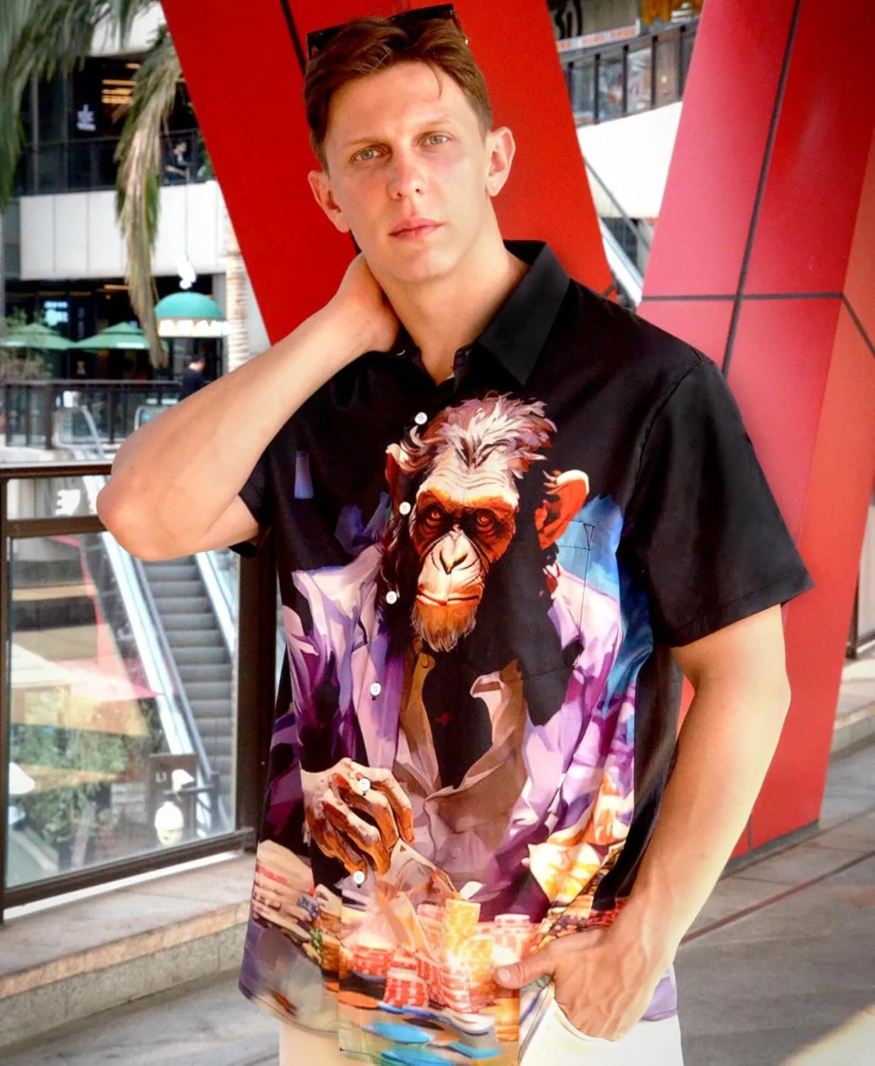 Men's Hawaiian Shirt Short Sleeve Funny Printed Casual Button Down Aloha Shirts