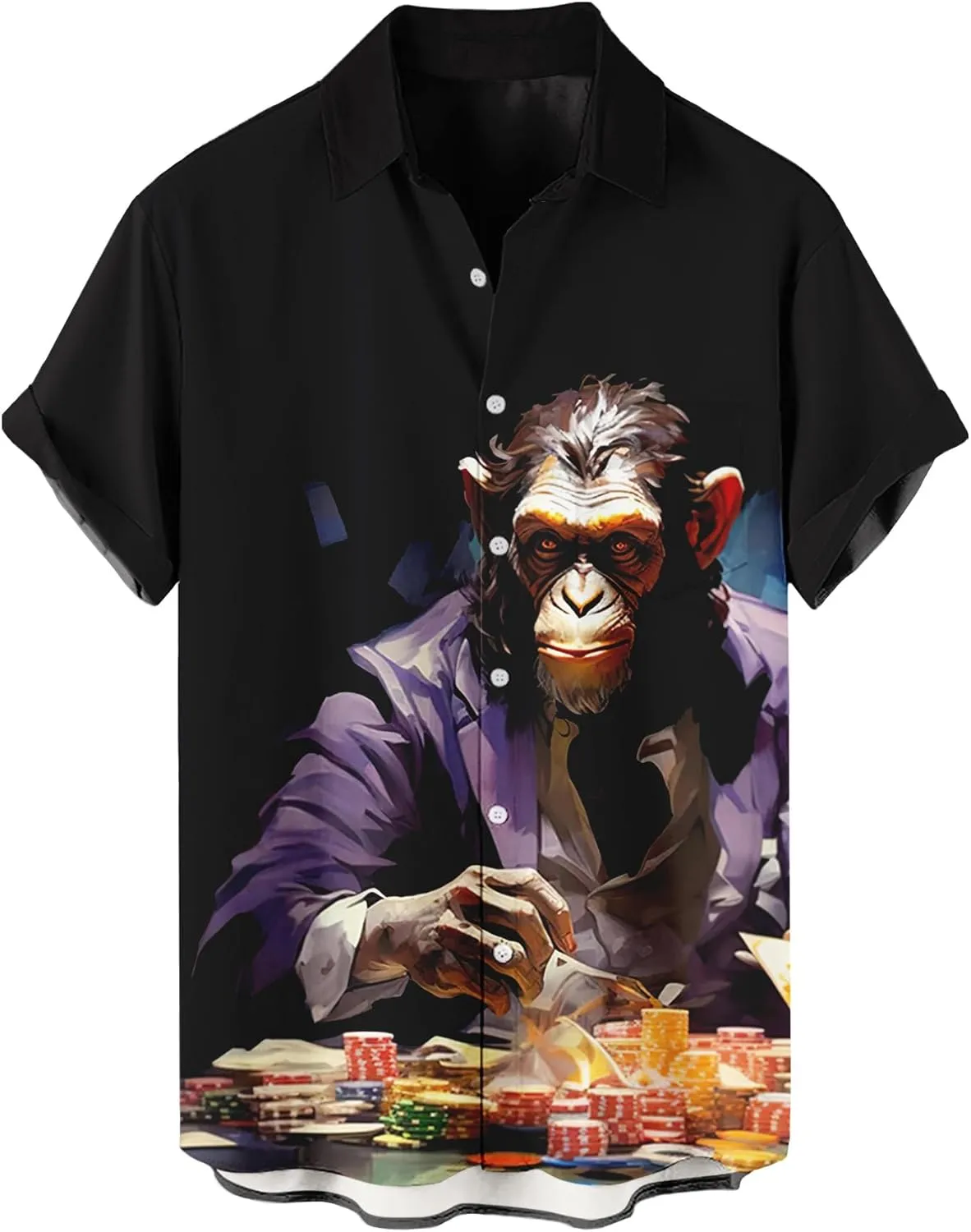 Men's Hawaiian Shirt Short Sleeve Funny Printed Casual Button Down Aloha Shirts