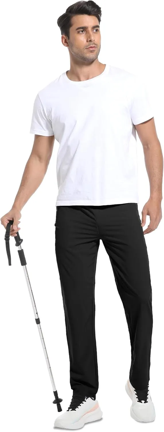 Men's Hiking Pants Lightweight Quick Dry Waterproof Breathable Athletic Joggers Track Running Sweatpants