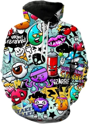 Mens Hip Hop Hoodie Street Novelty Hoodies 3d Printed Pullover Casual Sweatshirts