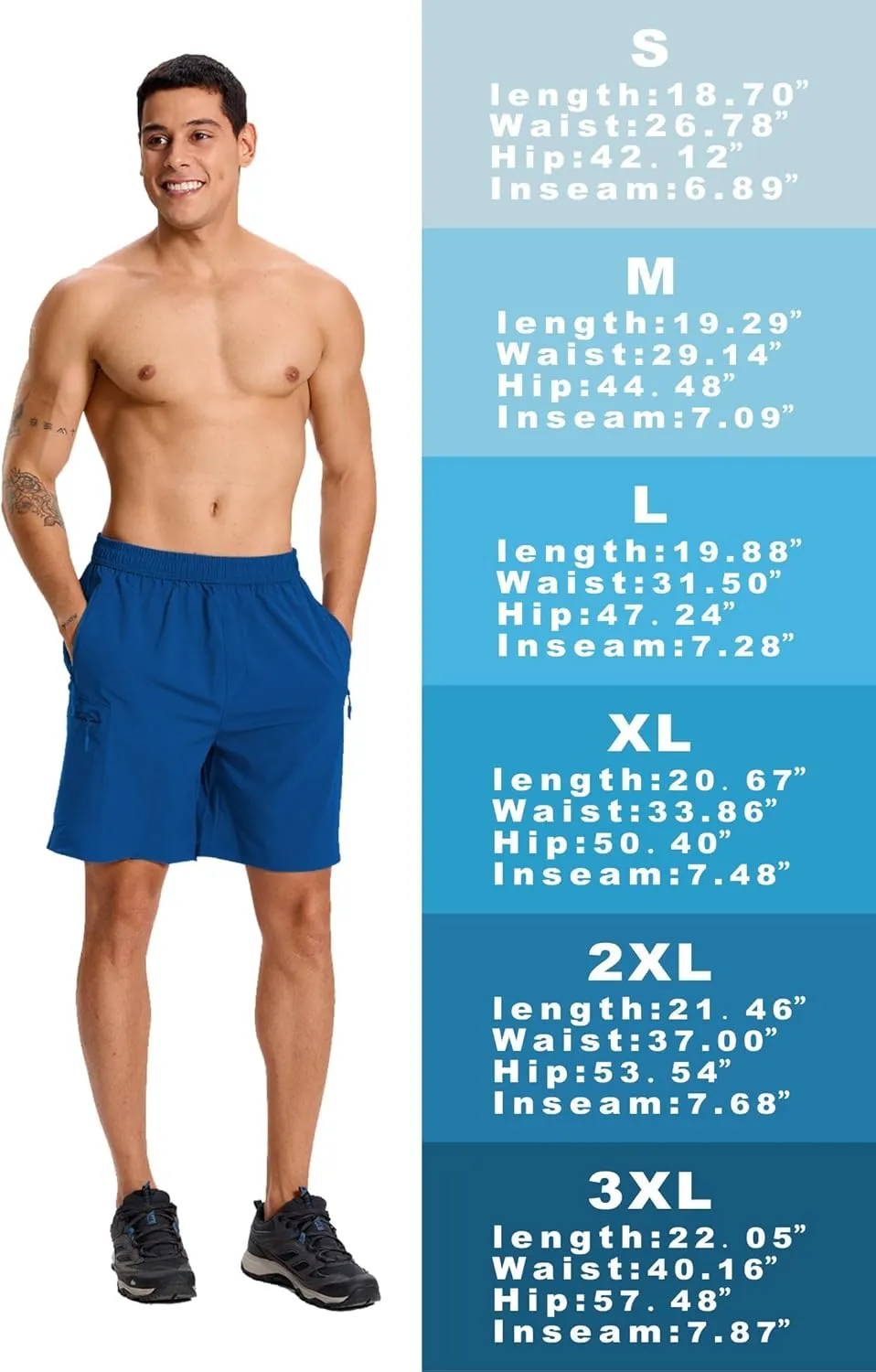 Mens Hybrid Shorts for Running Athletic Hiking Sports Workout Quick Dry Lightweight Breathable with 4 Zipper Pocket