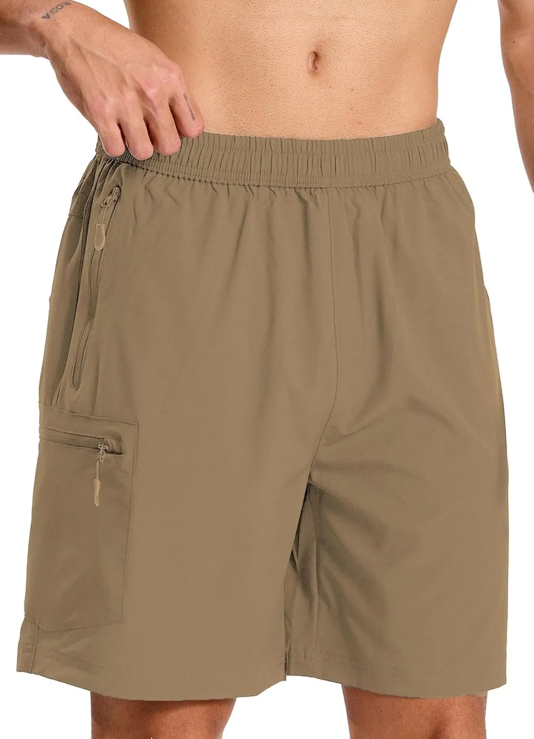 Mens Hybrid Shorts for Running Athletic Hiking Sports Workout Quick Dry Lightweight Breathable with 4 Zipper Pocket