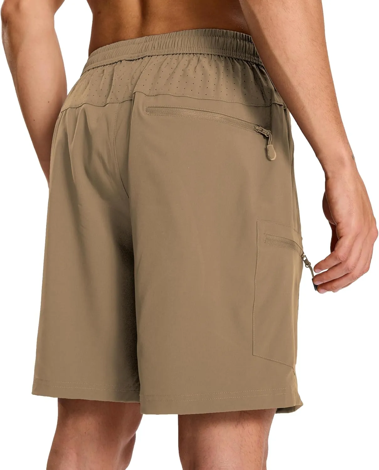 Mens Hybrid Shorts for Running Athletic Hiking Sports Workout Quick Dry Lightweight Breathable with 4 Zipper Pocket