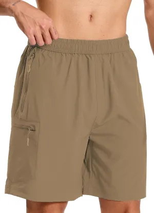 Mens Hybrid Shorts for Running Athletic Hiking Sports Workout Quick Dry Lightweight Breathable with 4 Zipper Pocket