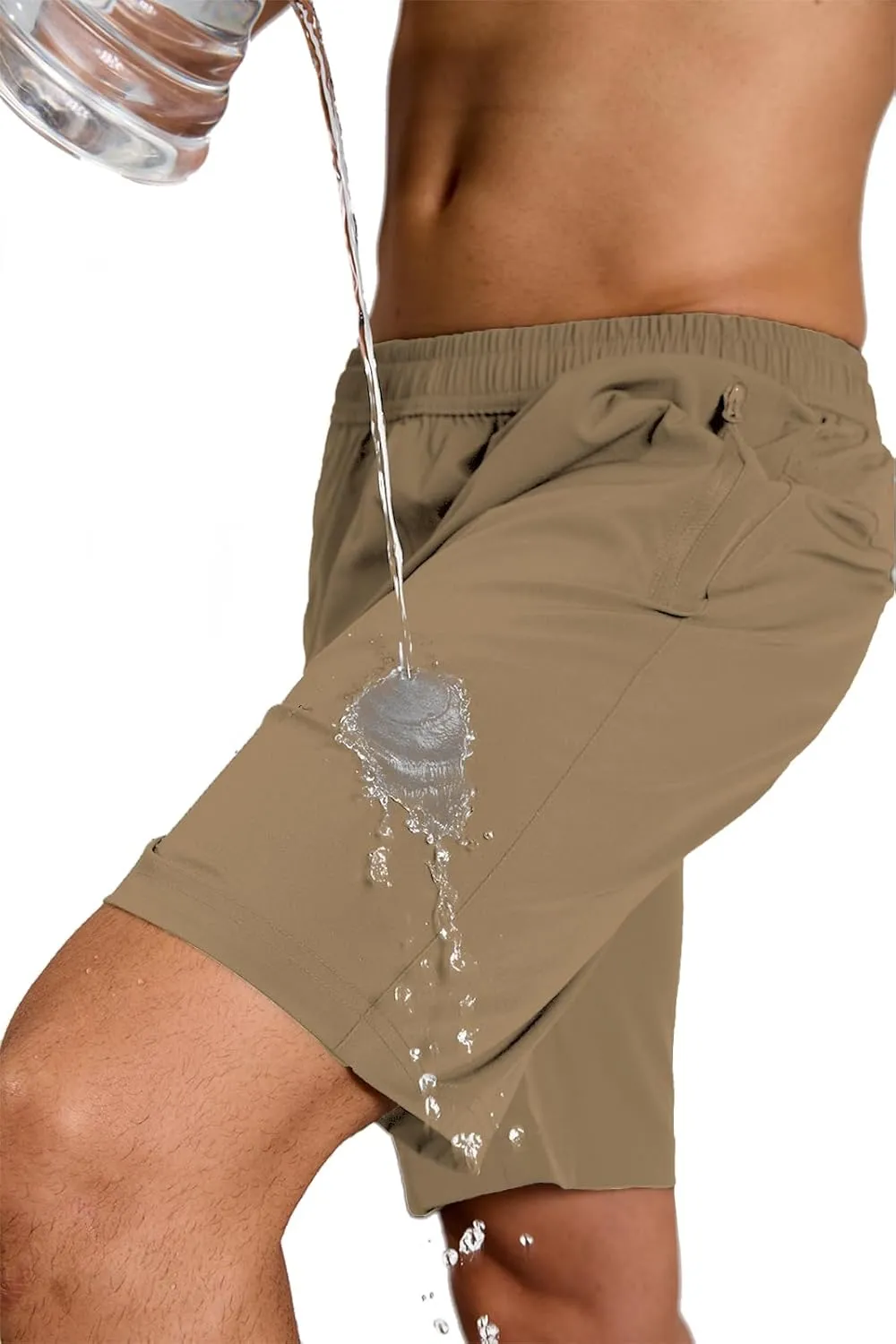 Mens Hybrid Shorts for Running Athletic Hiking Sports Workout Quick Dry Lightweight Breathable with 4 Zipper Pocket