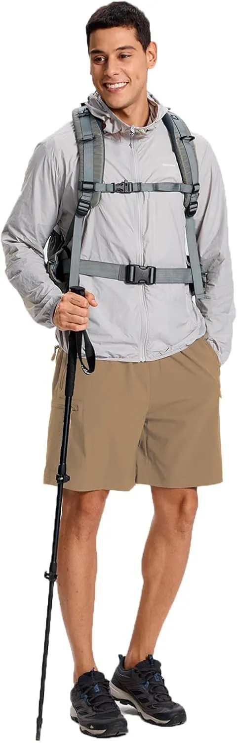 Mens Hybrid Shorts for Running Athletic Hiking Sports Workout Quick Dry Lightweight Breathable with 4 Zipper Pocket
