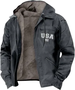 Men's Jackets Casual Cargo Winter Warm Fleece Sherpa Heavyweight Trucker Big And Tall Tactical Hoodies Coat