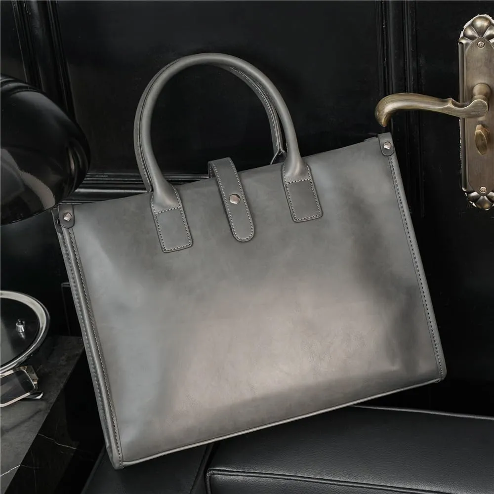 Men's Leather retro Business Briefcase Handbag Single Shoulder Crossbody Bag Office Bag