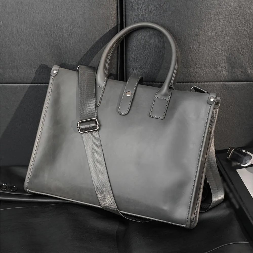 Men's Leather retro Business Briefcase Handbag Single Shoulder Crossbody Bag Office Bag