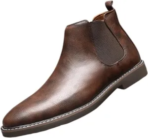 Men's Low-top Leather Boots Retro Oxford Shoes Pointed Toe Low Heel Non-slip wear-resistant Comfortable Breathable Youth Rubber Shoes for Men