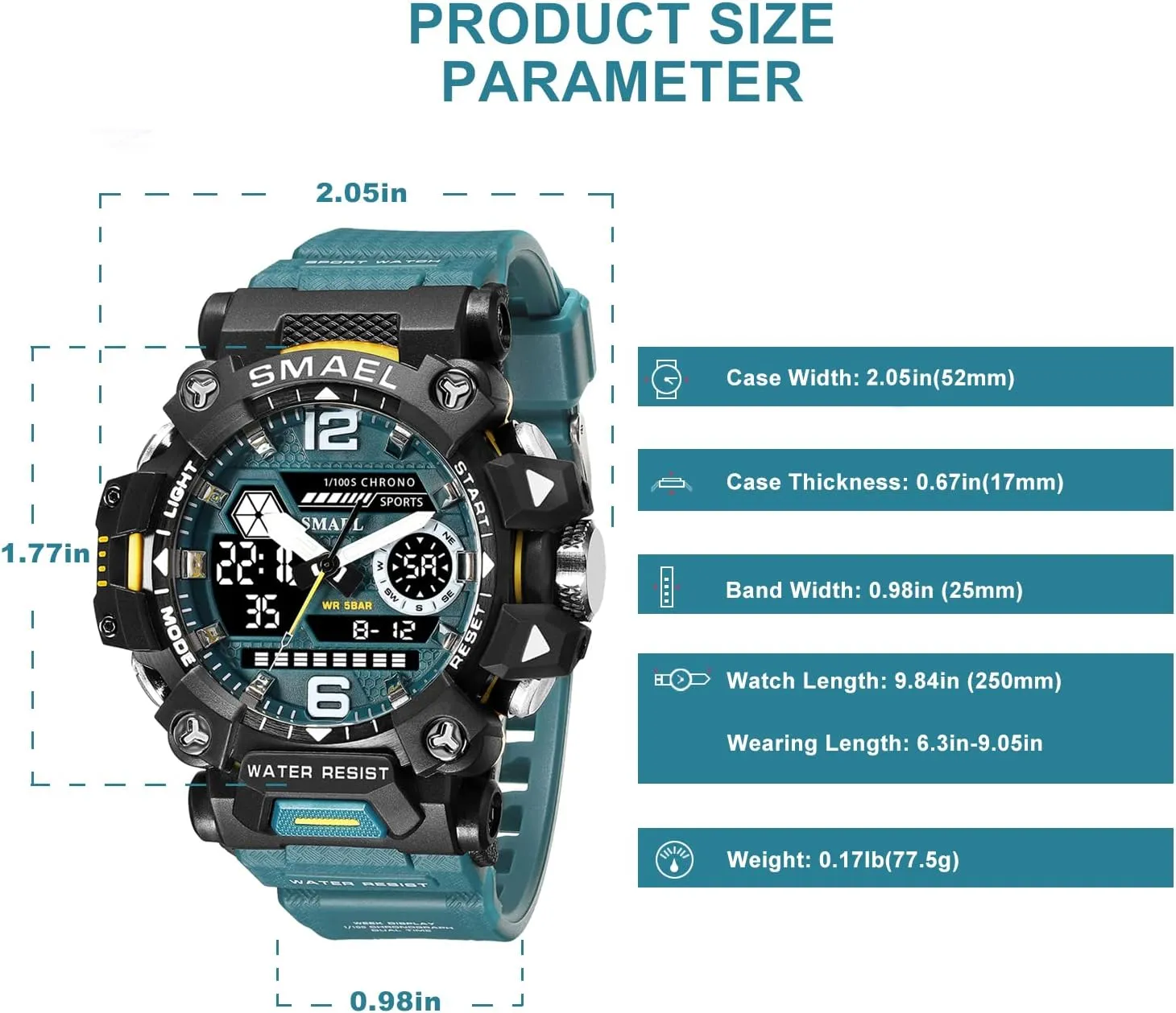 Men's Military Watch Outdoor LED Digital Watch Waterproof Tactical Army Wrist Sports Watches for Men 8072