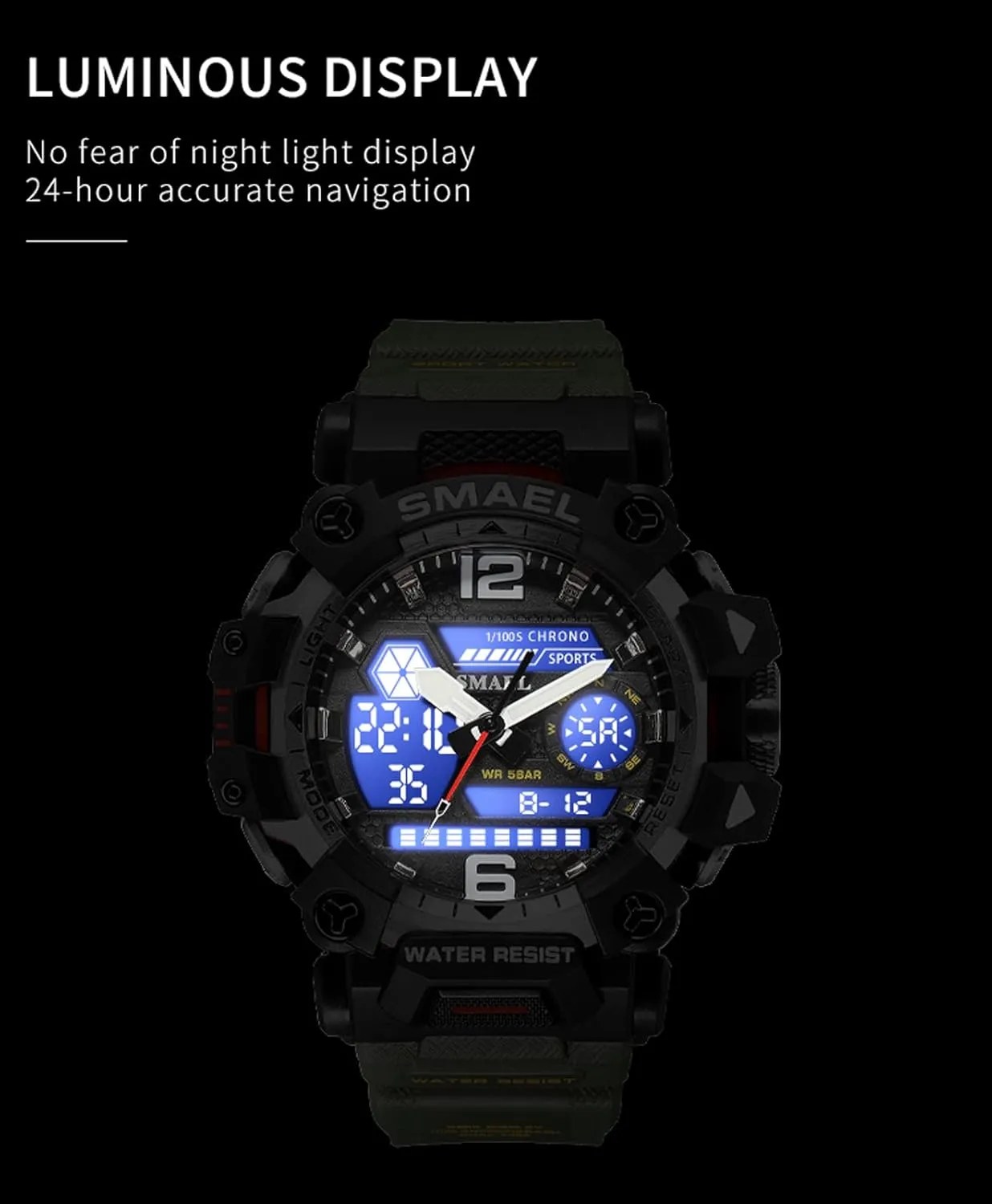 Men's Military Watch Outdoor LED Digital Watch Waterproof Tactical Army Wrist Sports Watches for Men 8072